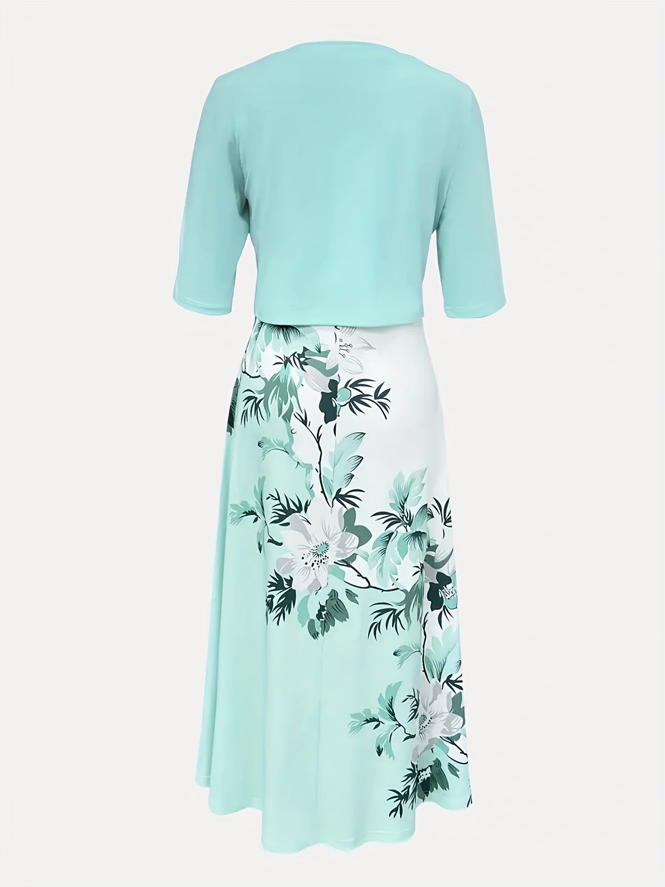 New Elegant Two-piece Dress Set, Cropped Half-sleeved Top And Floral Print Vest Dress Set, Women's, Women'S Trendy Skirt Set, Spring, Summer, Autumn Women'S Wear