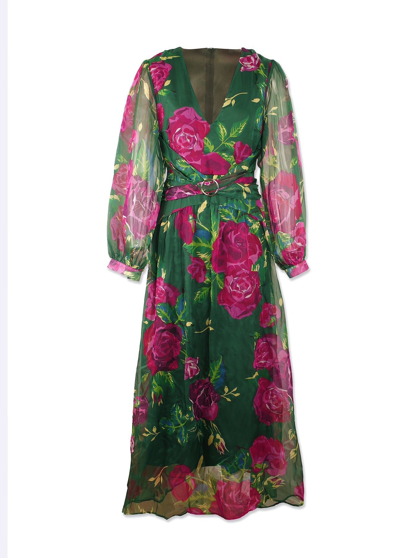 Women'S Elegant Floral maxi dress - Long Sleeve Formal & casual event gown, Flowy A-Line skirt, for Wedding, Party, Everyday Outfits - Spring/Fall/Summer Dresses, Floral Print Dress, Wedding Guest Attire, Sophisticated Pleats, Comfortable Fit, Party Gown,