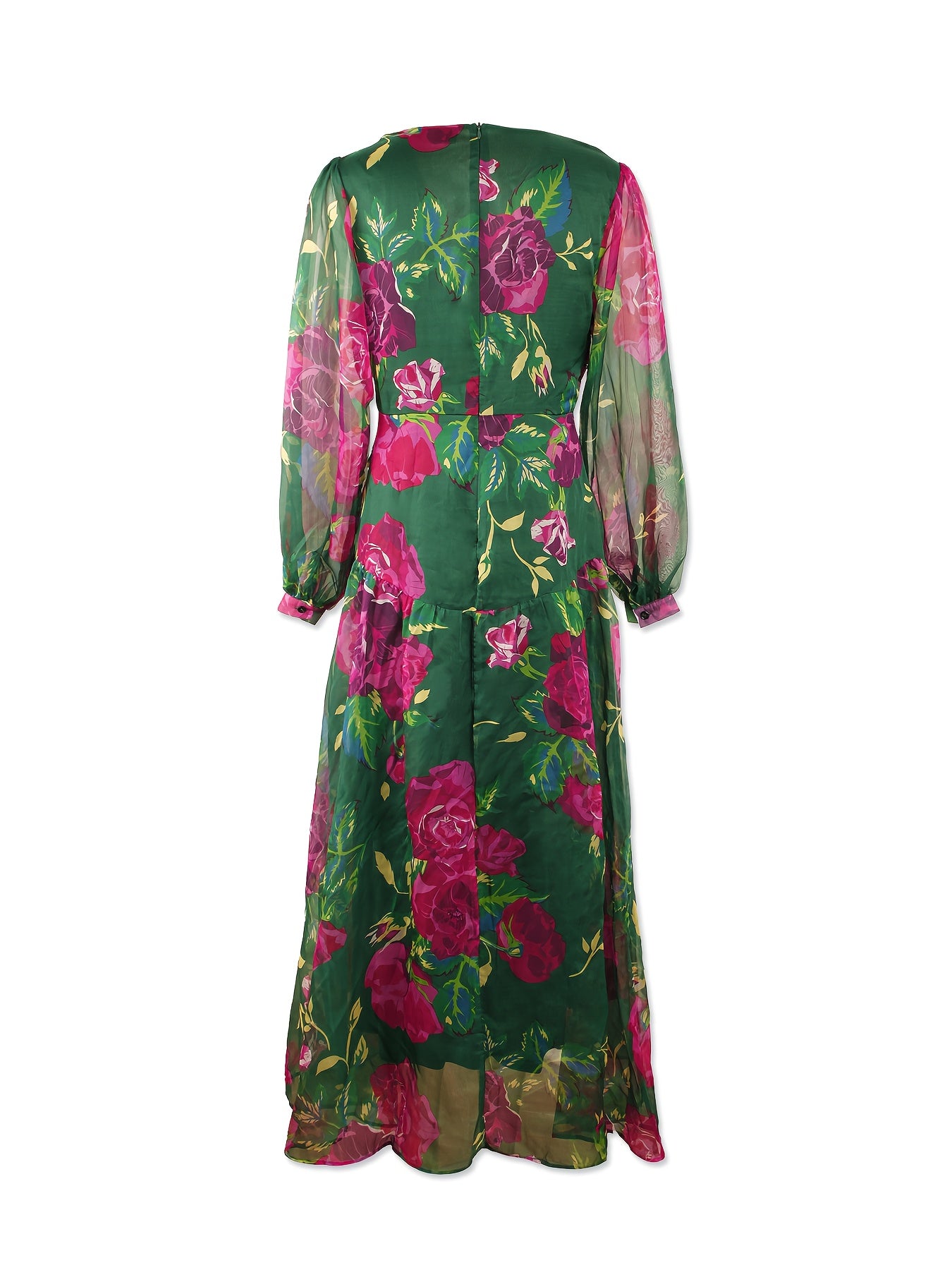 Women'S Elegant Floral maxi dress - Long Sleeve Formal & casual event gown, Flowy A-Line skirt, for Wedding, Party, Everyday Outfits - Spring/Fall/Summer Dresses, Floral Print Dress, Wedding Guest Attire, Sophisticated Pleats, Comfortable Fit, Party Gown,