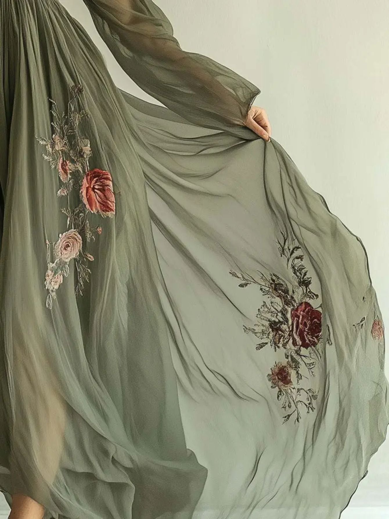 [Elegant Floral Dress] ZOELNIC Women's Elegant Floral Print Long Sleeve Shirt Dress | V-Neck, Polyester Blend, Non-Stretch, All-Season Wear with Ruffle Detail, Lightweight & Breathable for Spring/Summer/Fall