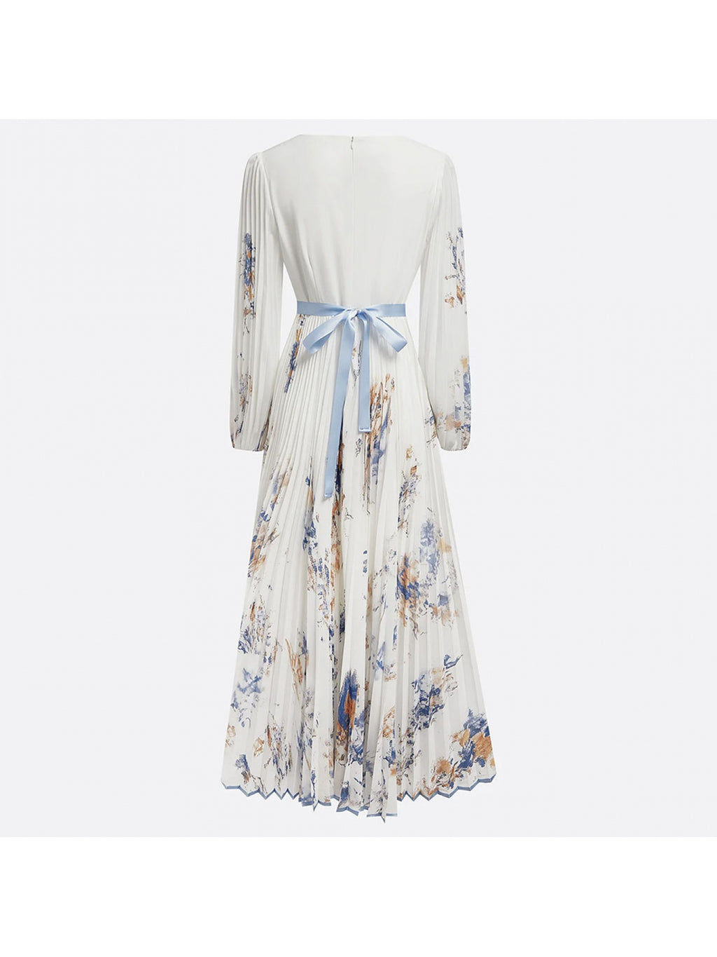Women'S Elegant Floral Print Dress - Formal & Casual Party Wedding Outfit with Cinched Waist, Flowy Long Sleeves, All-Season Party Everyday Dress in Beige/ Green/White/Black/ - Women'S Formal & Everyday Attire, Dresses for Wedding Guest, Versatile